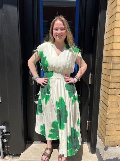 Athena Flower Print Midi Dress