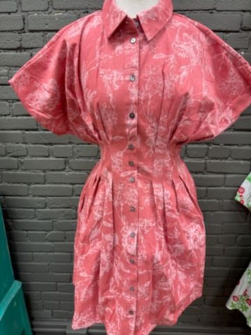 Romee rose washed print denim dress