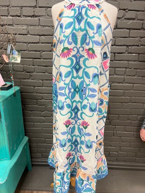 Nadia Halter Print Maxi Dress