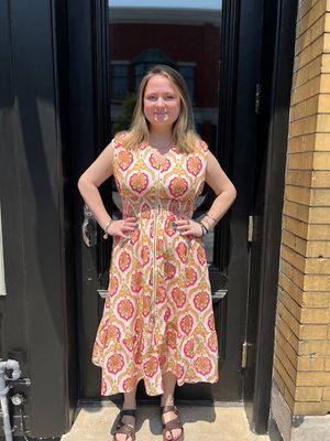 Mavis Abstract Print Zip Midi Dress