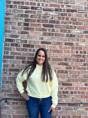 Sunny yellow oversized cropped hoodie with print