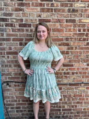 Willow bell sleeve border print dress