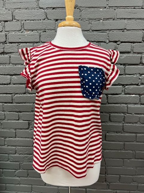 Mary Striped Star Pocket Top