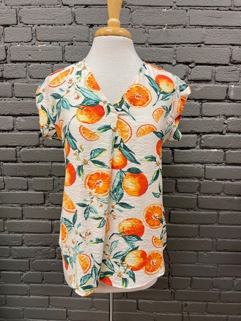 Rory Oranges Print VNeck Top