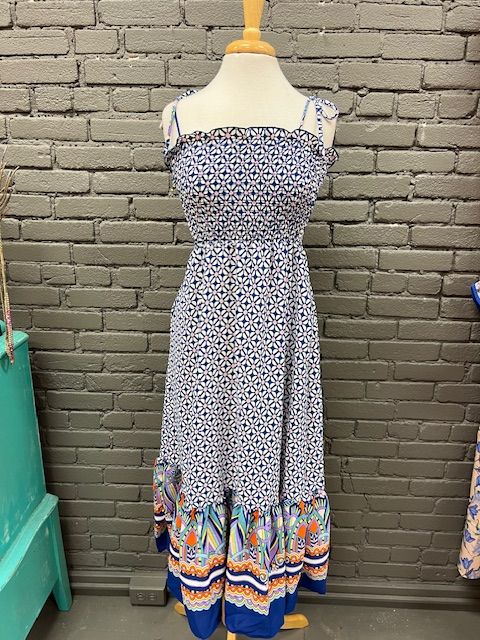 Ingrid Paisley Smocked Midi Dress