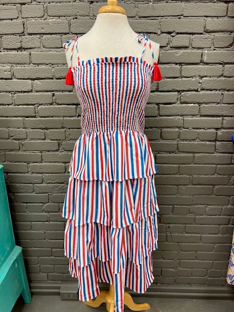 Michelle Striped Smocked Midi Dress
