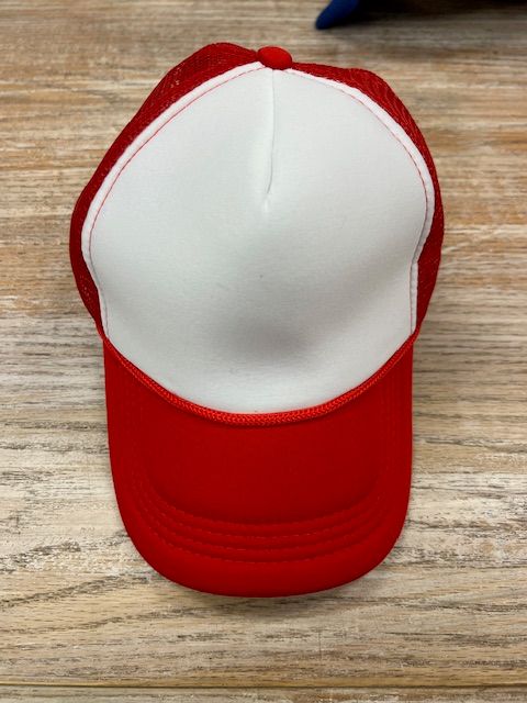 Adjustable Trucker Hat- White/Red