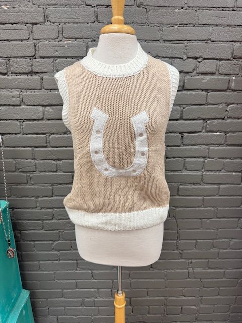 Kate Horseshoe Woven Sweater Vest