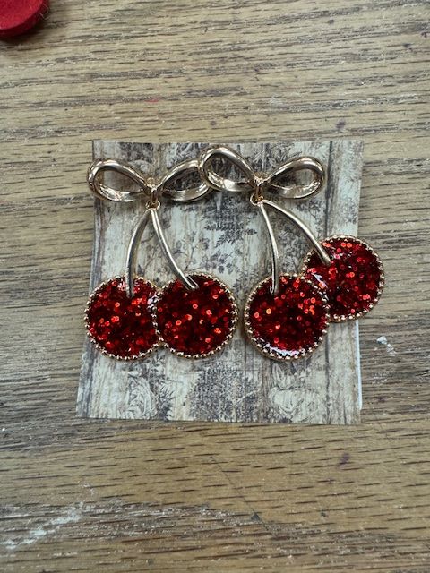 Glitter Sequin cherry earrings