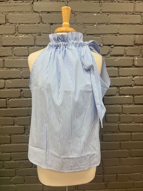 Maggie Blue Stripe Bow Halter Tank
