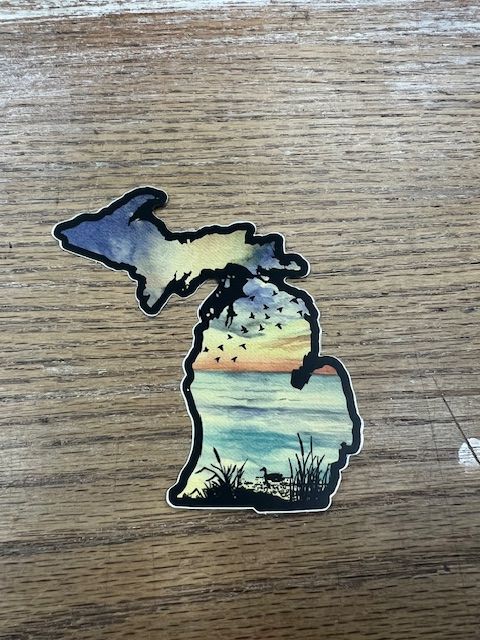 Michigan Sticker- Sunset Birds