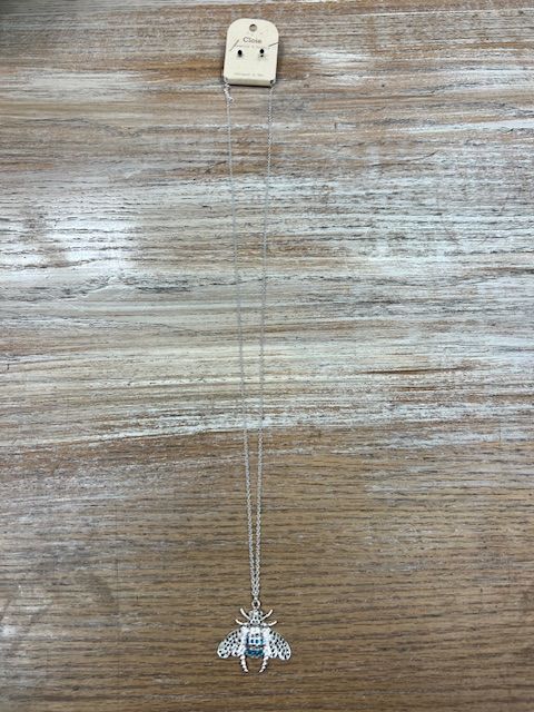 Long Silver Bee Necklace