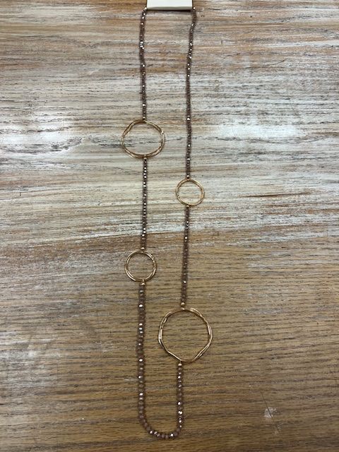 Champagne Bead Gold Circle Necklace