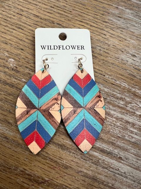 Leather Aztec Teardrop Earrings