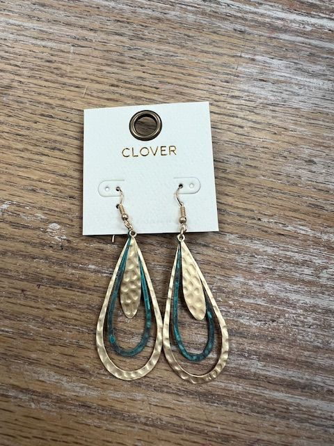 Gold Turq Teardrop Earrings