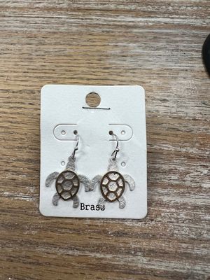 Small Silver Gold Turtle Earrings