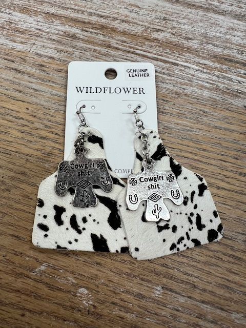 Cowprint Cowgirl Shit Earrings
