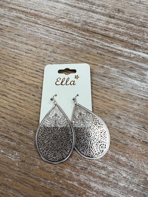 Silver Teardrop Mandala Earrings