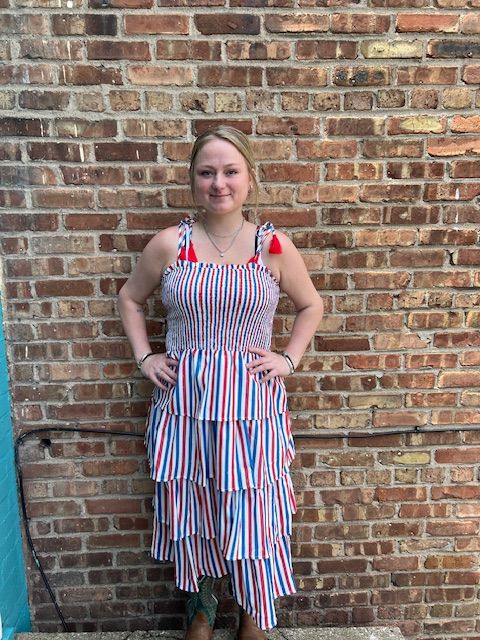 Michelle Striped Smocked Midi Dress