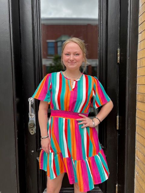 Saylor Striped Smocked Waist Dress