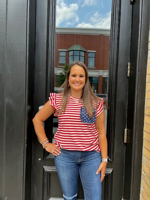 Mary Striped Star Pocket Top