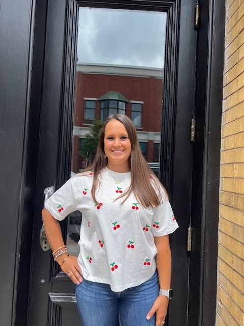 Mya Cherry Embroidered Top