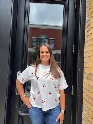 Mya Cherry Embroidered Top