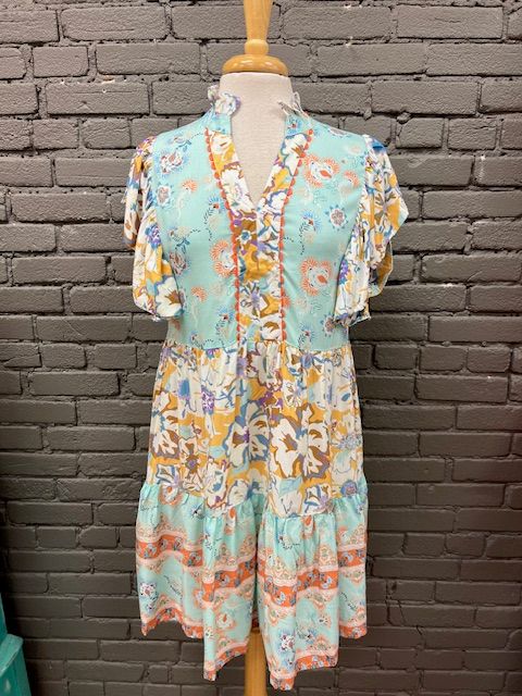 Freya Flutter Mixed Print Dress