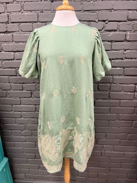Tara Sage Embroid Dress