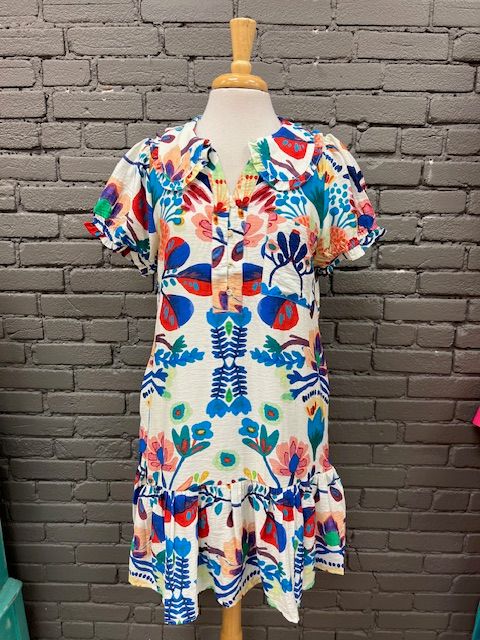Kyra Printed Collar Button Dress