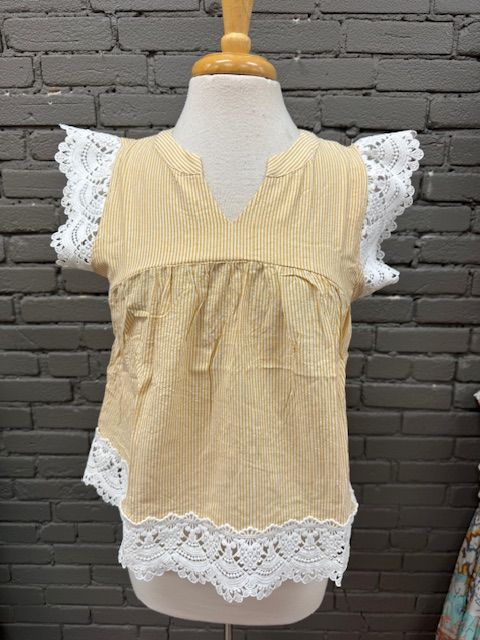 Meg Mustard Stripe Crochet Top