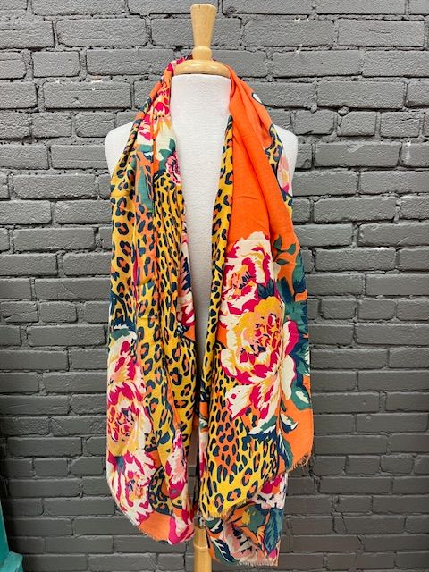 Orange Leopard Scarf