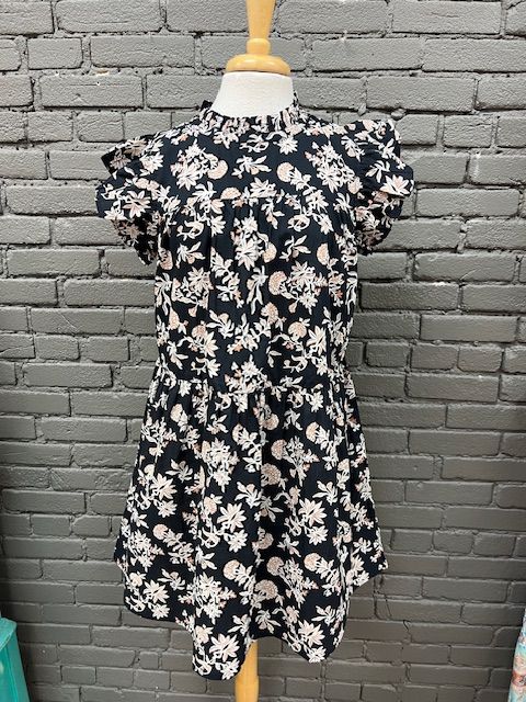 Cannon Printed Ruffle  Dress