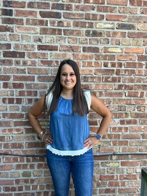Jayde Chambray Tank w/ Lace