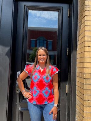 Kali Abstract Print Ruffle Top