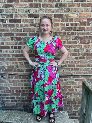 Etta Print Belt Button Dress
