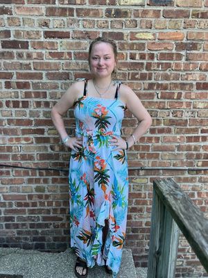 Adele Tropical Floral Slit Smock Dress