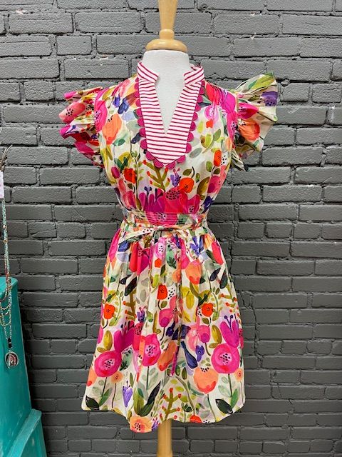 Ginny Floral Pintuck Dress