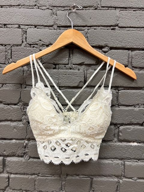 Crochet Padded Lace Bralette- Off White