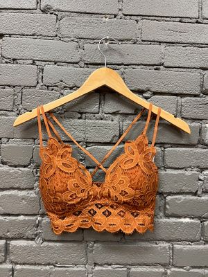 Crochet Padded Lace Bralette- Carmel