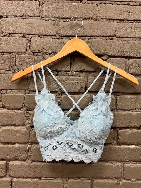 Crochet Padded Lace Bralette- Clear Sky