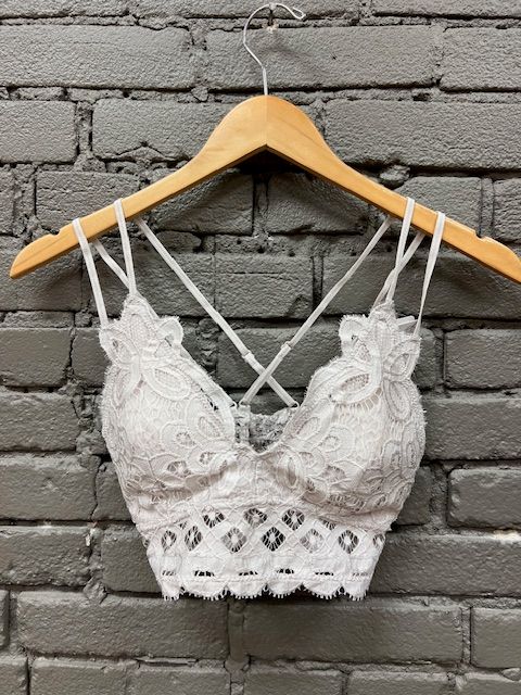 Crochet Padded Lace Bralette- Dove