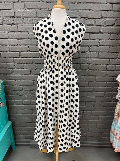 Polly Polka Dot Zip Smock Midi Dress