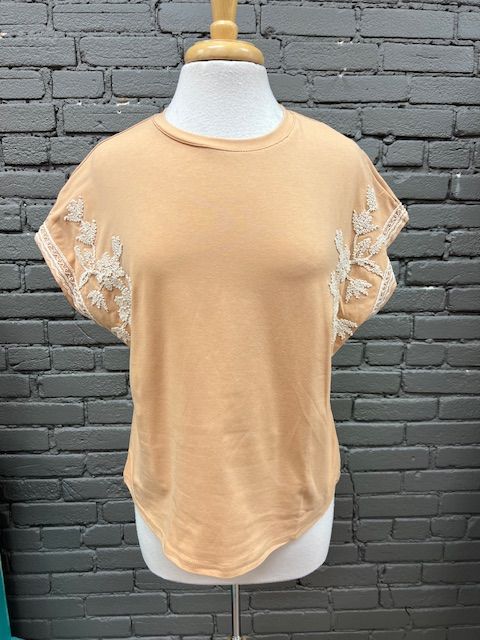 Leila Taupe Embroid Top