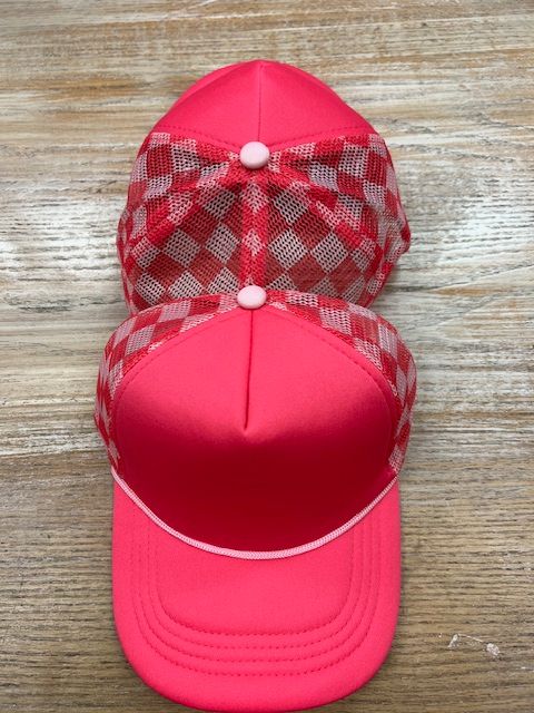 Adjustable Checker Trucker Hat