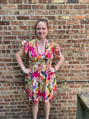 Ginny Floral Pintuck Dress