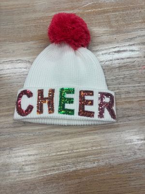 Cheer white holiday beanie