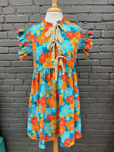 Skylar Floral Ruffle Bow Dress