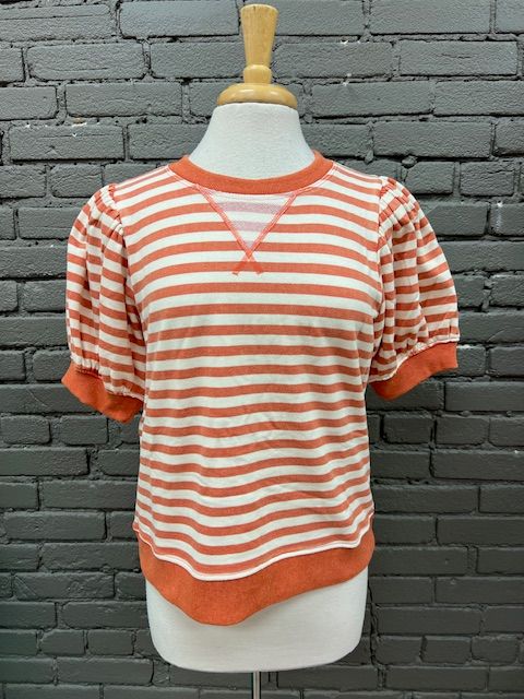 Havana Striped Puff Sleeve Top