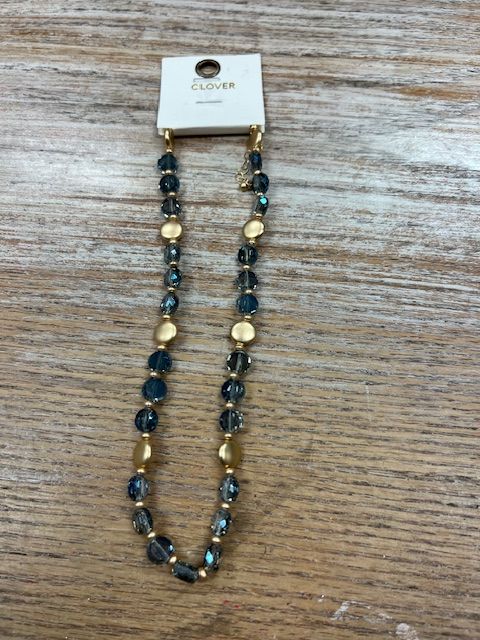Blue Gold Beaded Necklace